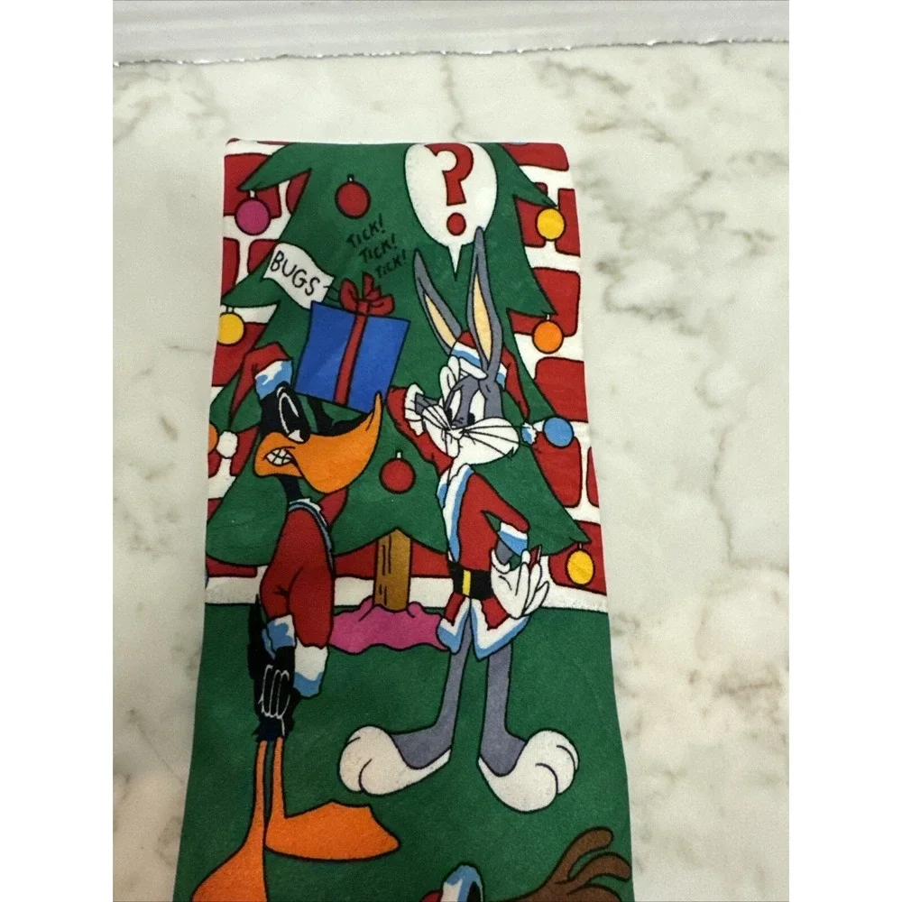 Looney Tunes Christmas‎ tree Necktie vintage 1990s Bugs Bunny Santa tweety 58x4